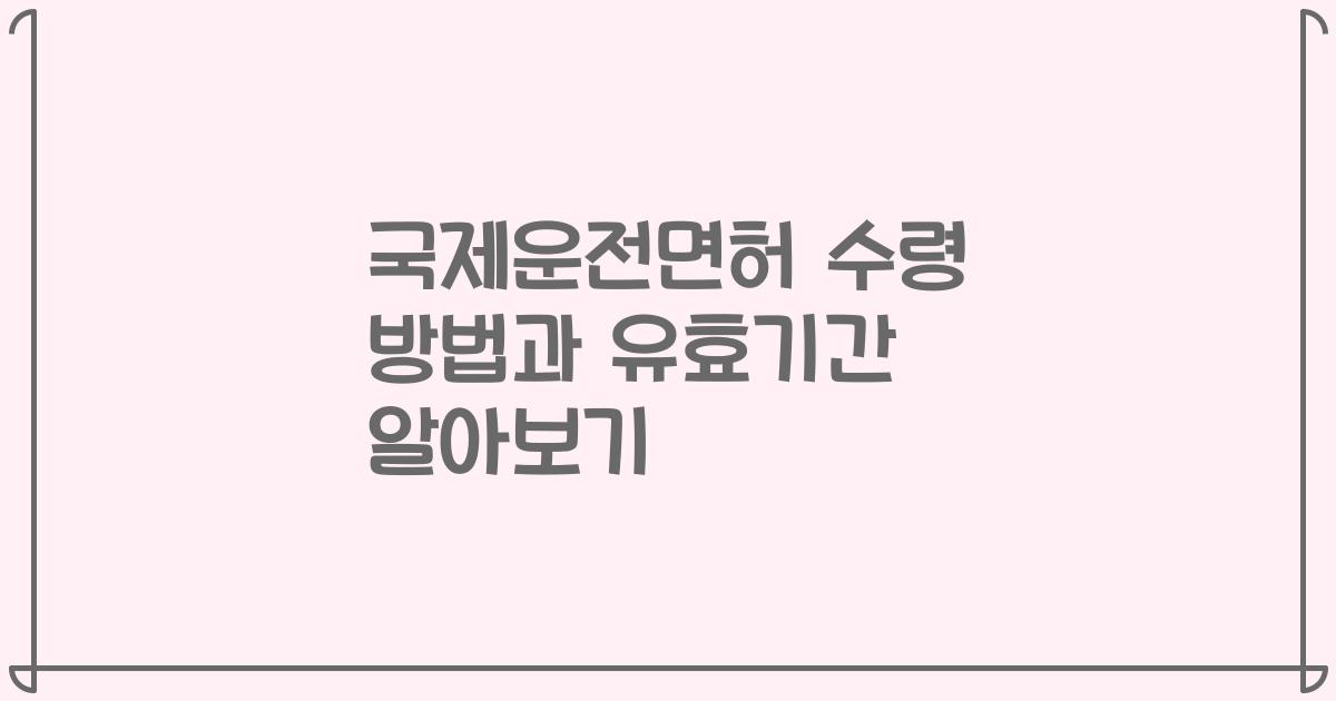 국제운전면허 수령 방법과 유효기간 알아보기