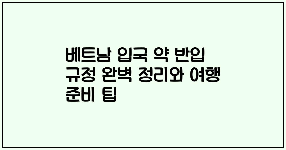 베트남 입국 약 반입 규정 완벽 정리와 여행 준비 팁